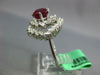 ESTATE LARGE 2.35CT DIAMOND & AAA RUBY PLATINUM CUSHION & MARQUISE FLOWER RING