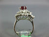 ESTATE LARGE 2.35CT DIAMOND & AAA RUBY PLATINUM CUSHION & MARQUISE FLOWER RING