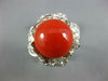 LARGE 2.0CT OLD MINE DIAMOND & AAA SARDINIAN CORAL 14KT WHITE GOLD FLOWER RING