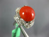 LARGE 2.0CT OLD MINE DIAMOND & AAA SARDINIAN CORAL 14KT WHITE GOLD FLOWER RING