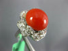 LARGE 2.0CT OLD MINE DIAMOND & AAA SARDINIAN CORAL 14KT WHITE GOLD FLOWER RING
