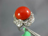 LARGE 2.0CT OLD MINE DIAMOND & AAA SARDINIAN CORAL 14KT WHITE GOLD FLOWER RING