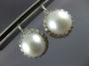 ESTATE LARGE 1.1CT DIAMOND & AAA SOUTH SEA PEARL 18K WHITE GOLD FLOWER EARRINGS