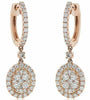 ESTATE 1.14CT DIAMOND 14KT ROSE GOLD 3D CLUSTER OVAL LEVERBACK HANGING EARRINGS