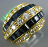 ESTATE LARGE 4.30CT DIAMOND & AAA SAPPHIRE 18K YELLOW GOLD ROUND & PRINCESS RING