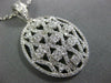 ESTATE LARGE 1.02CT DIAMOND 18KT WHITE GOLD 3D FLOWER OPEN FILIGREE OVAL PENDANT
