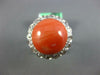 LARGE .75CT OLD MINE DIAMOND & AAA CORAL 14K WHITE GOLD FLOWER FILIGREE FUN RING