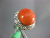 LARGE .75CT OLD MINE DIAMOND & AAA CORAL 14K WHITE GOLD FLOWER FILIGREE FUN RING