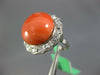 LARGE .75CT OLD MINE DIAMOND & AAA CORAL 14K WHITE GOLD FLOWER FILIGREE FUN RING