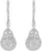 ESTATE 1.95CT DIAMOND 18KT WHITE GOLD 3D FLOWER LEAF CLUSTER HANGING EARRINGS