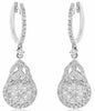 ESTATE 1.95CT DIAMOND 18KT WHITE GOLD 3D FLOWER LEAF CLUSTER HANGING EARRINGS