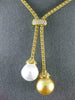 LARGE .27CT DIAMOND WHITE & GOLDEN AAA SOUTH SEA PEARL 18KT YELLOW GOLD NECKLACE