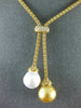 LARGE .27CT DIAMOND WHITE & GOLDEN AAA SOUTH SEA PEARL 18KT YELLOW GOLD NECKLACE