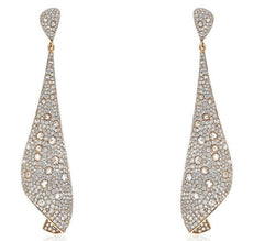 ESTATE LARGE 8.67CT DIAMOND 18KT ROSE GOLD 3D TEAR DROP HANGING EARRINGS