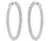 LARGE 4.82CT DIAMOND 18KT WHITE GOLD 3D ROUND INSIDE OUT CLASSIC HOOP EARRINGS