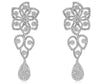 LARGE 6.58CT DIAMOND 14KT WHITE GOLD CLUSTER FLOWER TEAR DROP HANGING EARRINGS
