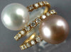 LARGE .60CT DIAMOND AAA WHITE & PINK SOUTH SEA PEARL 14K ROSE GOLD 3D SNAKE RING