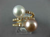 LARGE .60CT DIAMOND AAA WHITE & PINK SOUTH SEA PEARL 14K ROSE GOLD 3D SNAKE RING