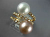LARGE .60CT DIAMOND AAA WHITE & PINK SOUTH SEA PEARL 14K ROSE GOLD 3D SNAKE RING