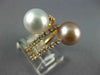 LARGE .60CT DIAMOND AAA WHITE & PINK SOUTH SEA PEARL 14K ROSE GOLD 3D SNAKE RING