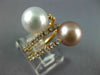LARGE .60CT DIAMOND AAA WHITE & PINK SOUTH SEA PEARL 14K ROSE GOLD 3D SNAKE RING