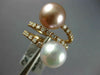 LARGE .60CT DIAMOND AAA WHITE & PINK SOUTH SEA PEARL 14K ROSE GOLD 3D SNAKE RING