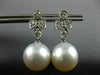 LARGE .85CT DIAMOND & AAA SOUTH SEA PEARL 18KT WHITE GOLD LEAF HANGING EARRINGS