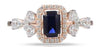 1.0CT DIAMOND & AAA SAPPHIRE 14K YELLOW GOLD EMERALD CUT & ROUND ENGAGEMENT RING