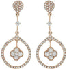 .59CT DIAMOND 14KT ROSE GOLD 3D 4 LEAF CLOVER FLOWER TEAR DROP HANGING EARRINGS