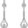 1.16CT DIAMOND 14KT WHITE GOLD 3D FLOWER CLUSTER TEAR DROP HANGING EARRINGS