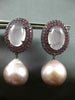 LARGE 12CT PINK QUARTZ SAPPHIRE & PINK SOUTH SEA PEARL 18KT BLACK GOLD EARRINGS