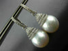 LARGE .70CT DIAMOND & AAA SOUTH SEA PEARL 18KT WHITE GOLD SWIRL HANGING EARRINGS