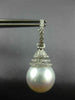 LARGE .70CT DIAMOND & AAA SOUTH SEA PEARL 18KT WHITE GOLD SWIRL HANGING EARRINGS