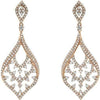 1.62CT DIAMOND 14KT ROSE GOLD 3D OPEN FILIGREE TEAR DROP LEAF HANGING EARRINGS