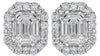 LARGE 2.07CT DIAMOND 14KT WHITE GOLD ROUND & BAGUETTE OCTAGON HALO STUD EARRINGS