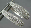ESTATE .64CT DIAMOND 18KT WHITE GOLD MULTI ROW PAVE HUGGIE HOOP HANGING EARRINGS