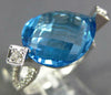 LARGE 9.46CT DIAMOND & AAA BLUE TOPAZ 14KT WHITE GOLD PEAR SHAPE FILIGREE RING
