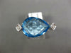 LARGE 9.46CT DIAMOND & AAA BLUE TOPAZ 14KT WHITE GOLD PEAR SHAPE FILIGREE RING