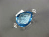 LARGE 9.46CT DIAMOND & AAA BLUE TOPAZ 14KT WHITE GOLD PEAR SHAPE FILIGREE RING