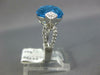 LARGE 9.46CT DIAMOND & AAA BLUE TOPAZ 14KT WHITE GOLD PEAR SHAPE FILIGREE RING