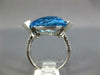 LARGE 9.46CT DIAMOND & AAA BLUE TOPAZ 14KT WHITE GOLD PEAR SHAPE FILIGREE RING