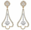 ESTATE 1.82CT DIAMOND 18KT 2 TONE GOLD 3D FLOWER TEAR DROP FUN HANGING EARRINGS