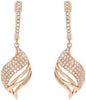 ESTATE .47CT DIAMOND 14KT ROSE GOLD 3D CLASSIC PAVE LEAF HANGING EARRINGS