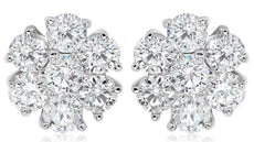 ESTATE 1.50CT DIAMOND 14KT WHITE GOLD 3D FLOWER CLASSIC STUD EARRINGS