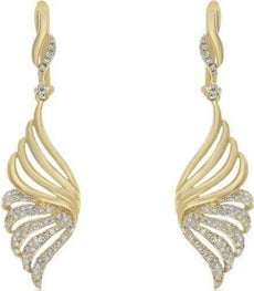 .51CT DIAMOND 18KT YELLOW GOLD 3D MULTI ROW MULTI LEAF FUN HANGING EARRINGS