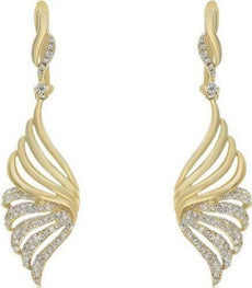 .51CT DIAMOND 18KT YELLOW GOLD 3D MULTI ROW MULTI LEAF FUN HANGING EARRINGS