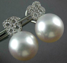 EXTRA LARGE .50CT DIAMOND & AAA SOUTH SEA PEARL 18KT WHITE GOLD FLOWER EARRINGS