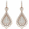 1.25CT DIAMOND 18KT ROSE GOLD OPEN FILIGREE MILGRAIN TEAR DROP HANGING EARRINGS