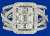 ESTATE 1.50CT DIAMOND 18K WHITE GOLD ROUND & BAGUETTE CLUSTER HALO INFINITY RING