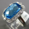 LARGE 4.56CT DIAMOND & AAA BLUE TOPAZ 14KT WHITE GOLD CUSHION FILIGREE FUN RING